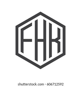 three-letter initials black hexagon logo