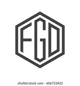 three-letter initials black hexagon logo