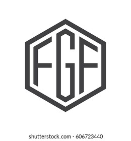 three-letter initials black hexagon logo