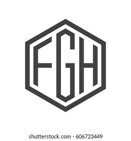 three-letter initials black hexagon logo