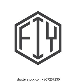 three-letter initials black hexagon logo