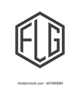 three-letter initials black hexagon logo
