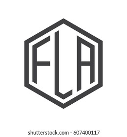three-letter initials black hexagon logo