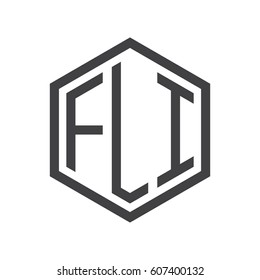 three-letter initials black hexagon logo