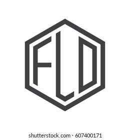 three-letter initials black hexagon logo
