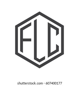 three-letter initials black hexagon logo