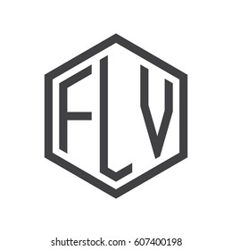 three-letter initials black hexagon logo