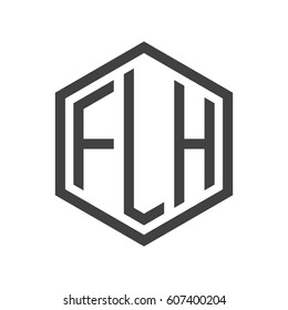 three-letter initials black hexagon logo