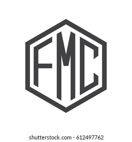 three-letter initials black hexagon logo