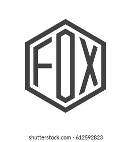 three-letter initials black hexagon logo