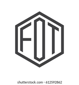 three-letter initials black hexagon logo