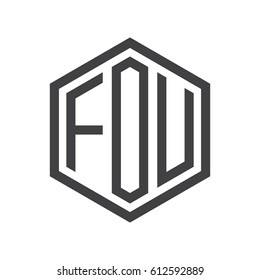 three-letter initials black hexagon logo