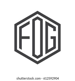 three-letter initials black hexagon logo