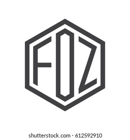 three-letter initials black hexagon logo