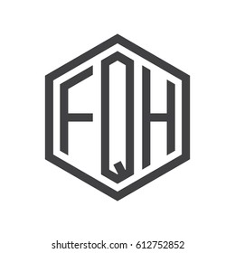 three-letter initials black hexagon logo