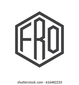 three-letter initials hexagon logo black