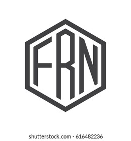 three-letter initials hexagon logo black