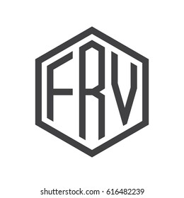 three-letter initials hexagon logo black