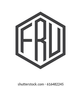 three-letter initials hexagon logo black