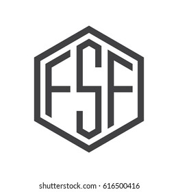 three-letter initials hexagon logo black
