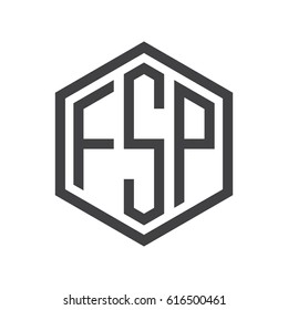 three-letter initials hexagon logo black