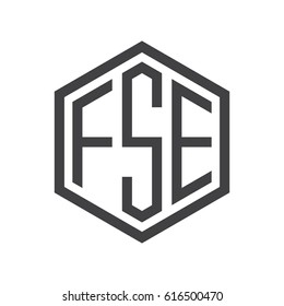 three-letter initials hexagon logo black