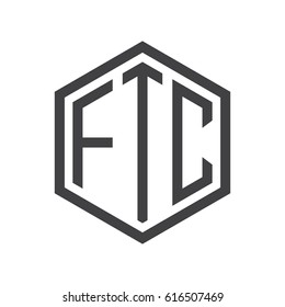 three-letter initials hexagon logo black