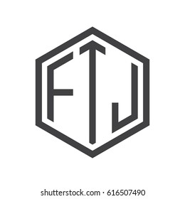 three-letter initials hexagon logo black