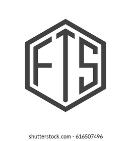 three-letter initials hexagon logo black