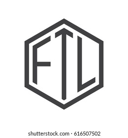 three-letter initials hexagon logo black