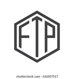 three-letter initials hexagon logo black