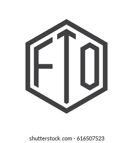three-letter initials hexagon logo black