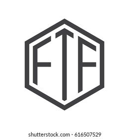 three-letter initials hexagon logo black