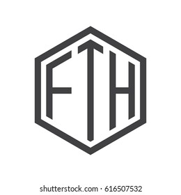 three-letter initials hexagon logo black