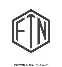 three-letter initials hexagon logo black