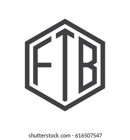 three-letter initials hexagon logo black
