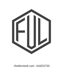 three-letter initials hexagon logo black