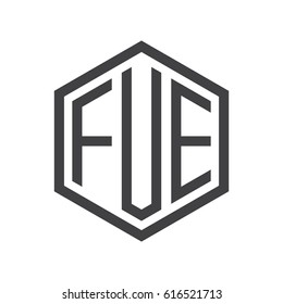 three-letter initials hexagon logo black