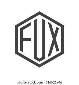 three-letter initials hexagon logo black