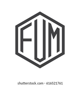 three-letter initials hexagon logo black