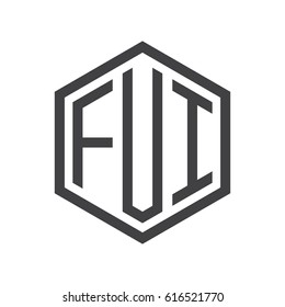 three-letter initials hexagon logo black