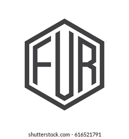 three-letter initials hexagon logo black