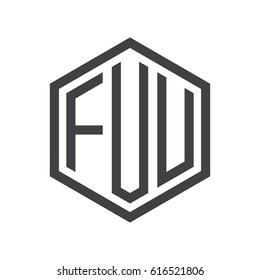 three-letter initials hexagon logo black