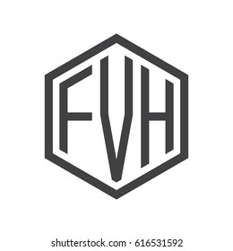 three-letter initials hexagon logo black