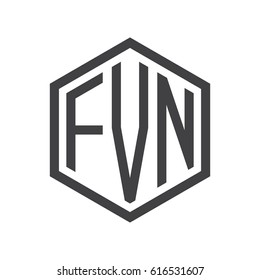 three-letter initials hexagon logo black