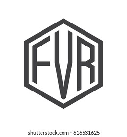 three-letter initials hexagon logo black