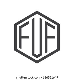 three-letter initials hexagon logo black