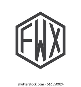 three-letter initials hexagon logo black