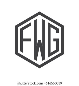 three-letter initials hexagon logo black