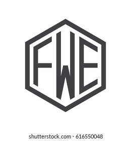 three-letter initials hexagon logo black